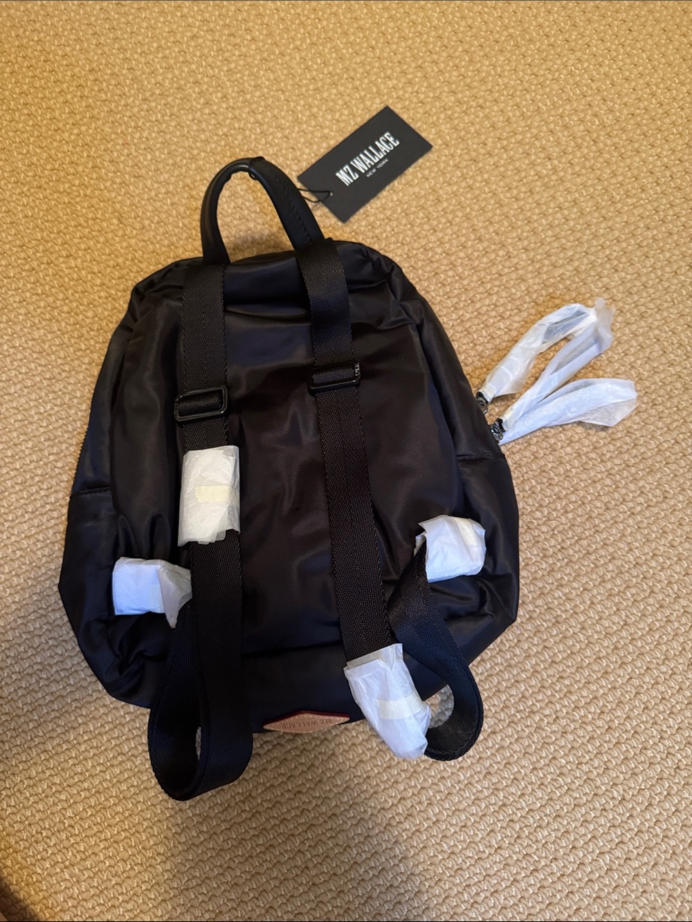 MZ Wallace Black Nylon Mini Backpack with Front Leather Accent - Picture 2 of 3